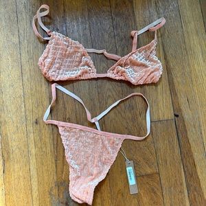 SKIMS velvet triangle bralette and thong set